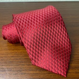 Bergamo New York shiny‎ red geometric tie sheen mens suit formal necktie